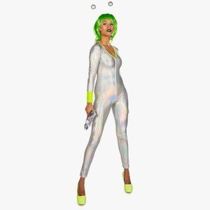 Tipsy Elves Silver and Neon Green Alien Costume